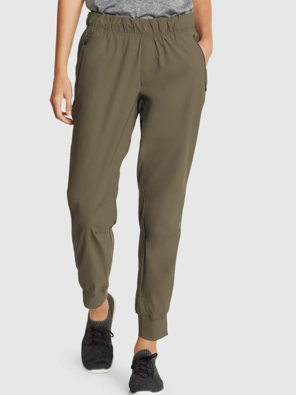 Eddie Bauer Women’s Ankle Jogger Hiking Pants Zip Pockets Like-New Olive Size 6